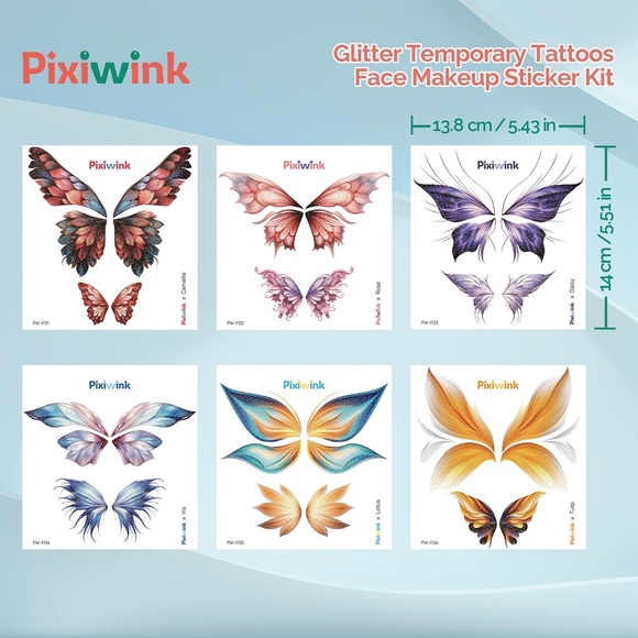 Butterfly Face Makeup Tattoo Kit Festival Glitter Face Gems - Picture 3 of 10